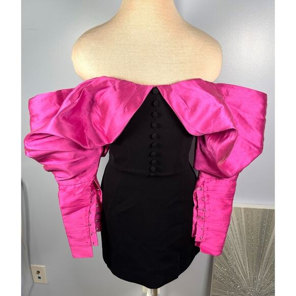 Nafsika Skourti Opera Puff Sleeve Off the Shoulder Mini Dress Size 4 - Picture 4 of 10